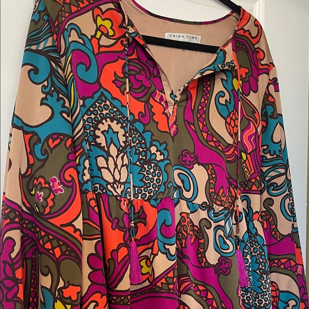 EUC! Trina Turk Vibrant Multicolor Mini Dress, Size XL - Picture 3 of 7